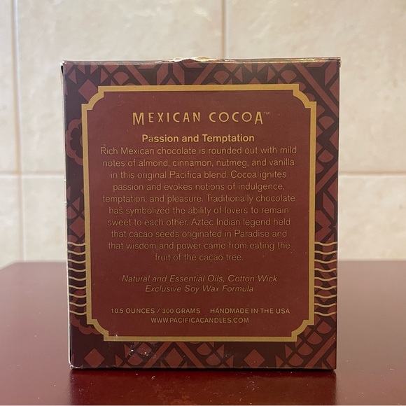 NIB PACIFICA “MEXICAN COCOA” 10.5 OZ. SCENTED SOY WAX CANDLE Chocolate Cinnamon - Picture 4 of 11